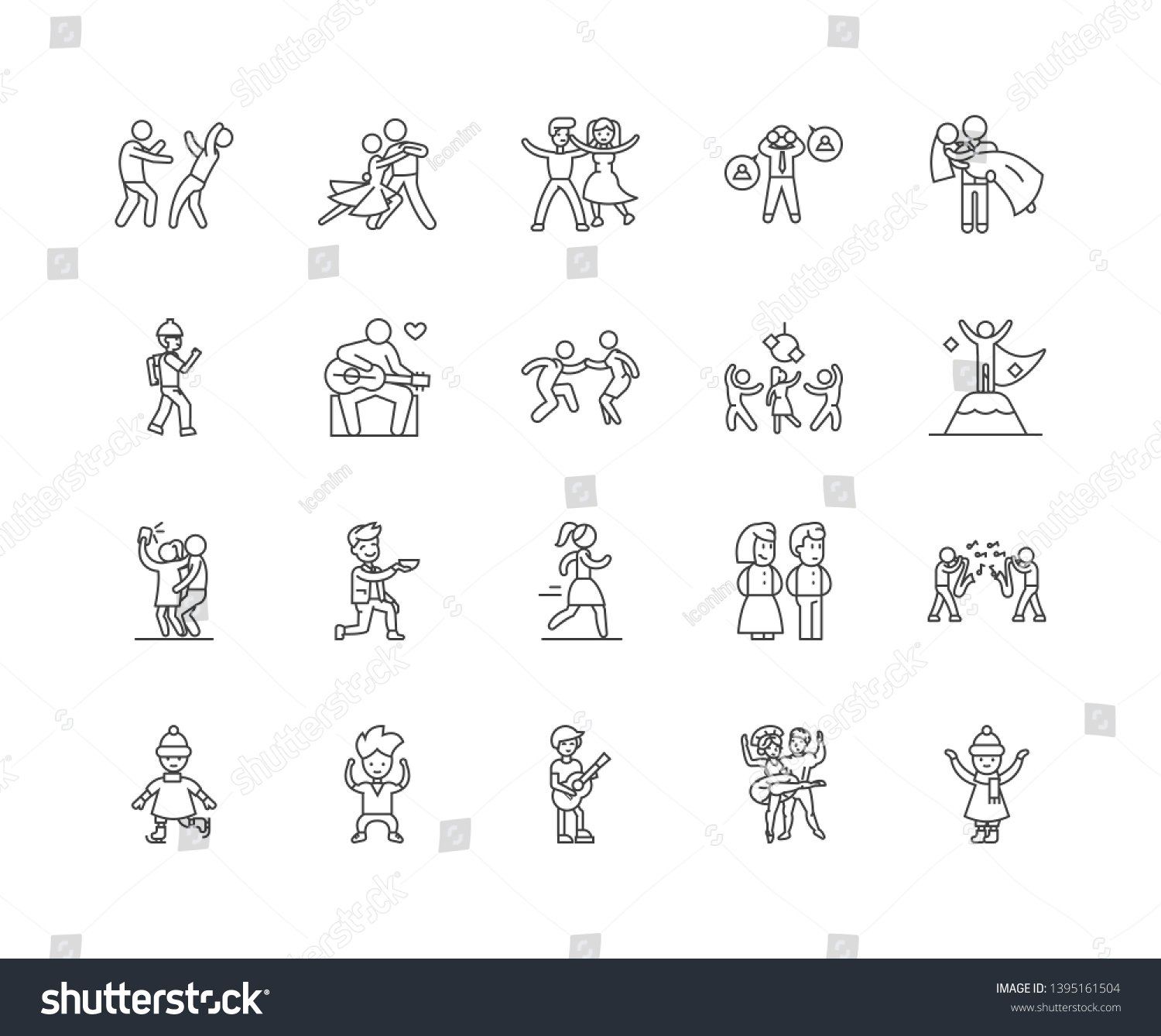 Dancer Line Icons Signs Vector Set Stock Vector (royalty Free 