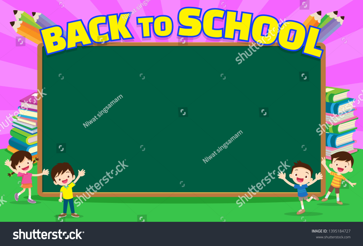 Back School Kidseducation Concept Template Kids Stock Vector (Royalty ...