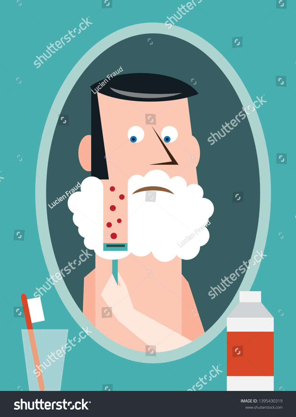 Man Irritation Skin Shaving Rash Burn Stock Vector Royalty Free