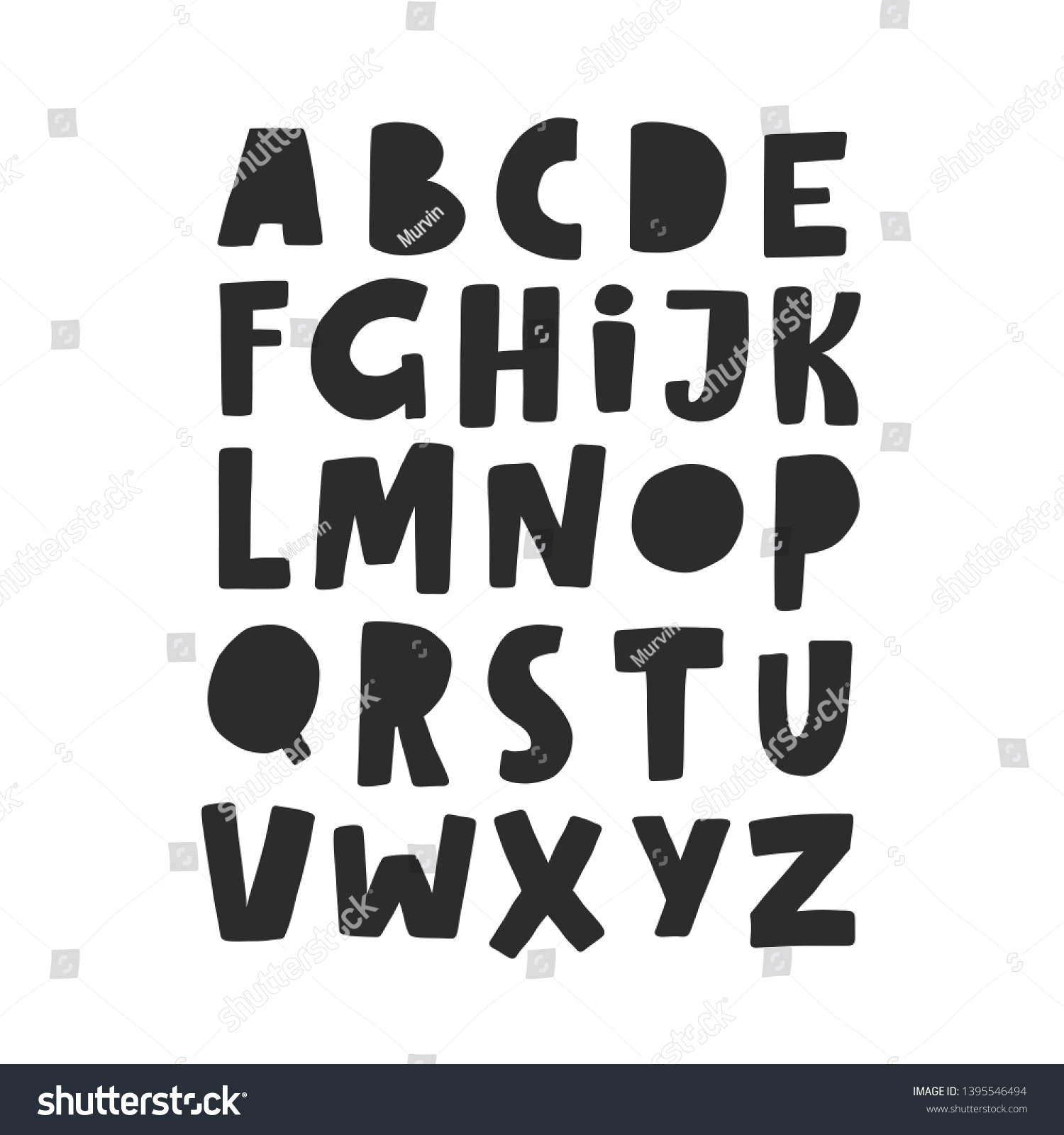 English Alphabet Abc Capital Letter Handlettering Stock Vector Royalty Free 1395546494