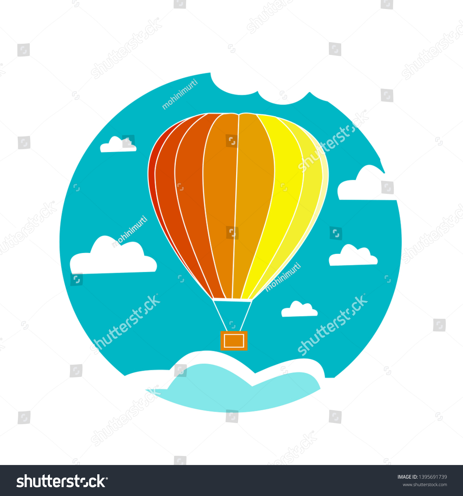 Hot Air Balloon Clouds Vector Illustration Stock Vector (Royalty Free ...