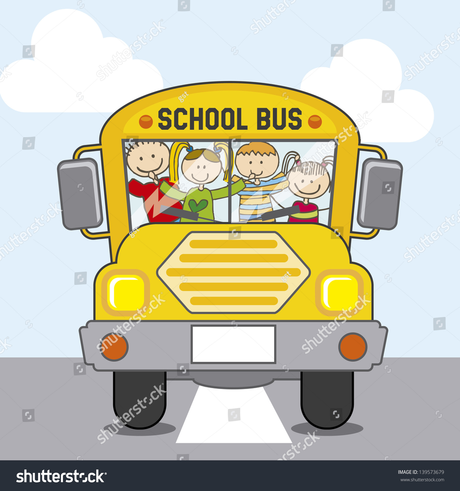 Bus School Over Sky Background Vector Stock Vector (Royalty Free ...