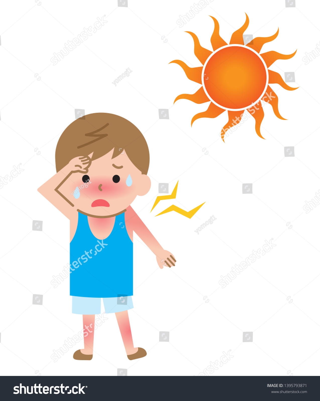 Sunburn Boy Kid Illustration Health Care Stock Vector (Royalty Free ...