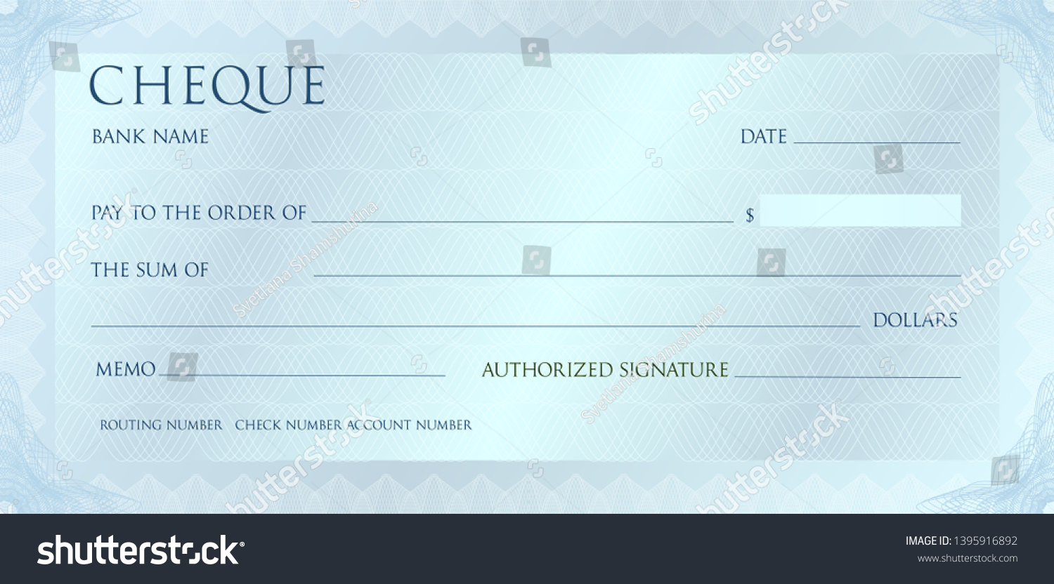 Luxury Silvet Cheque Template Vintage Guilloche Stock Illustration ...