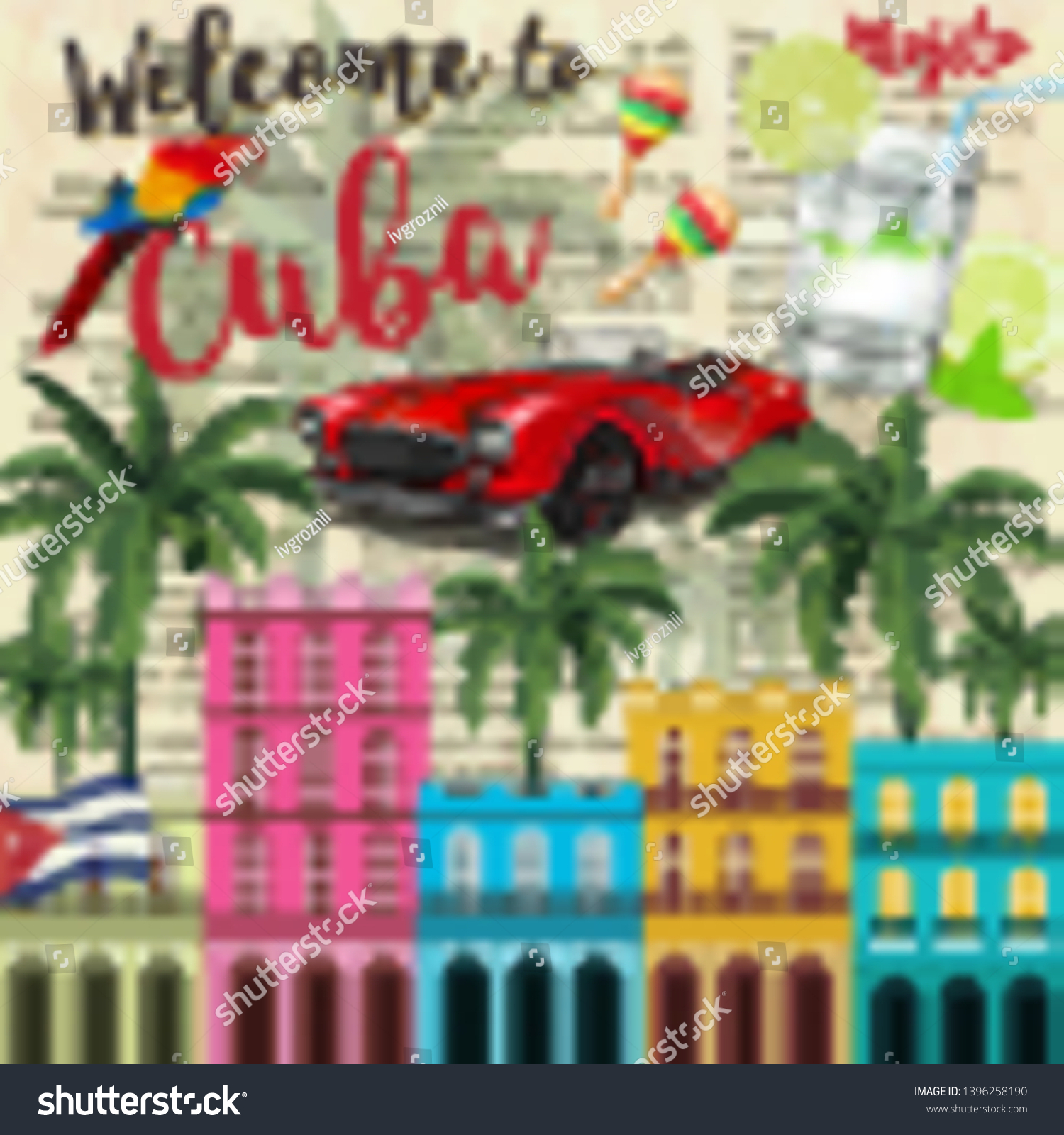 welcome-cuba-poster-cuban-traditional-elements-stock-vector-royalty