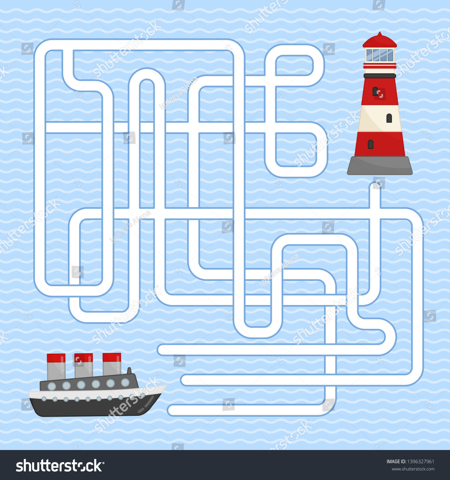 Maze Game Children Help Boat Get Stock Vector (Royalty Free) 1396327961 ...