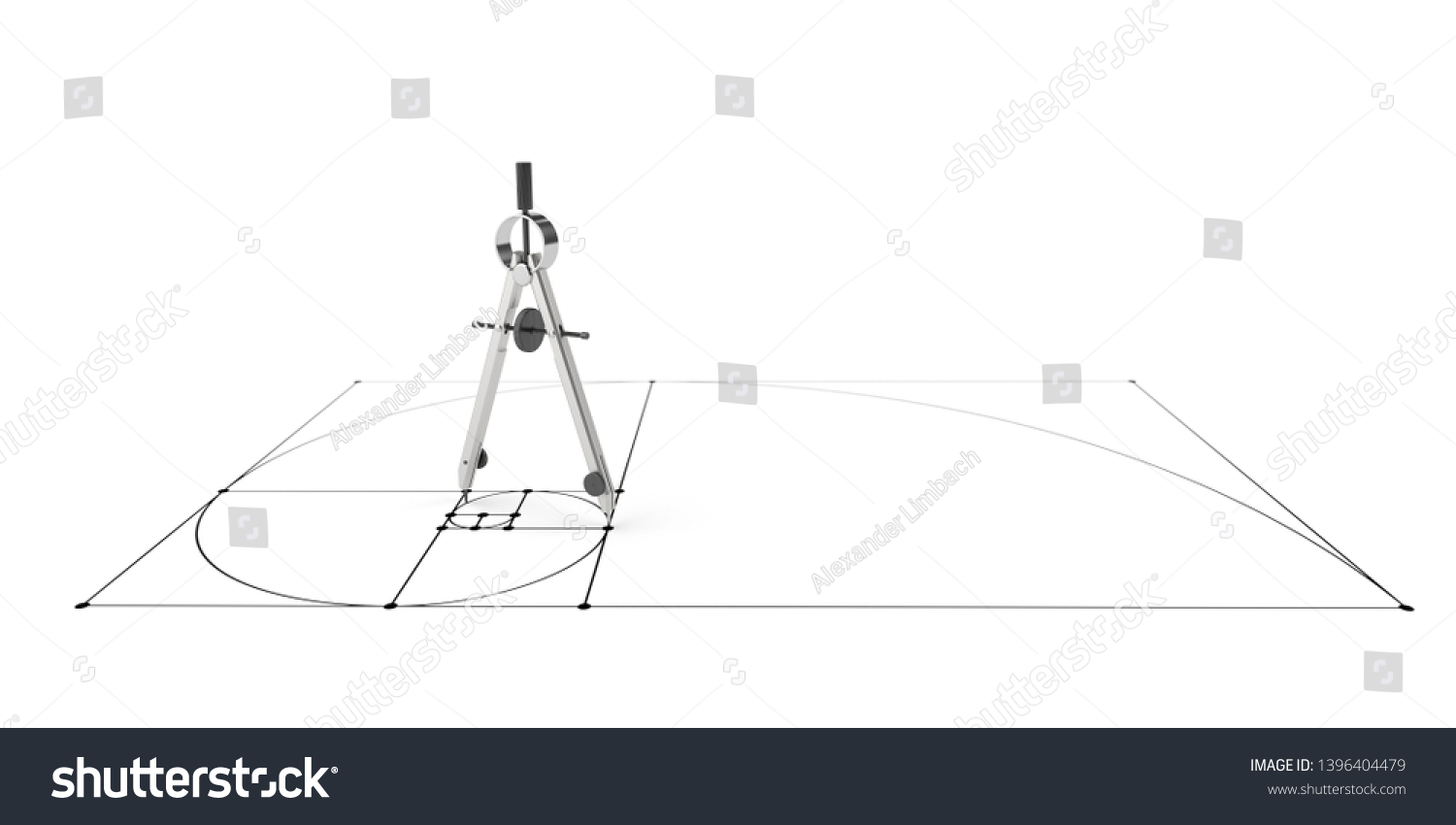 Compass Golden Ratio Sketch 3d Illustration Stock Illustration ...