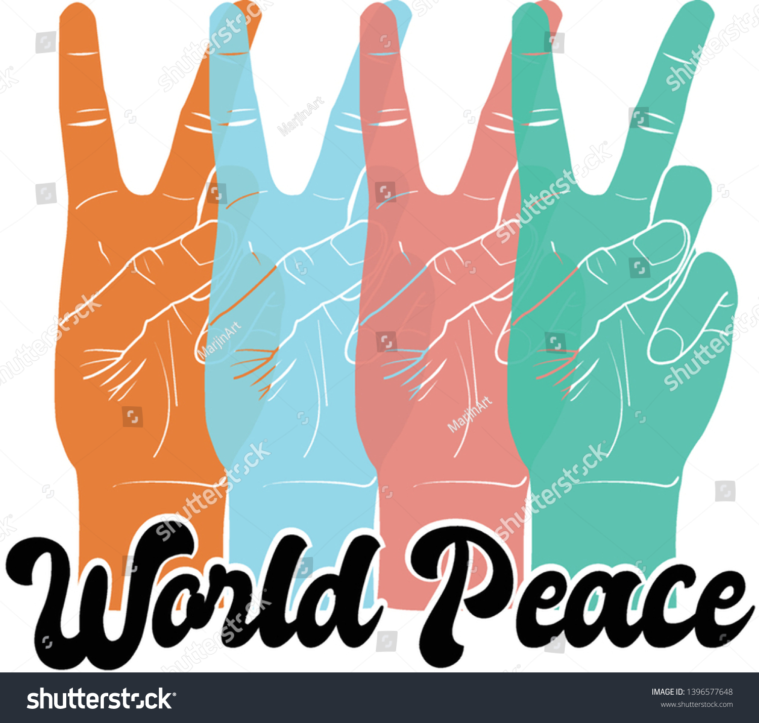 World Peace Slogan Graphic Tshirt Stock Vector (Royalty Free