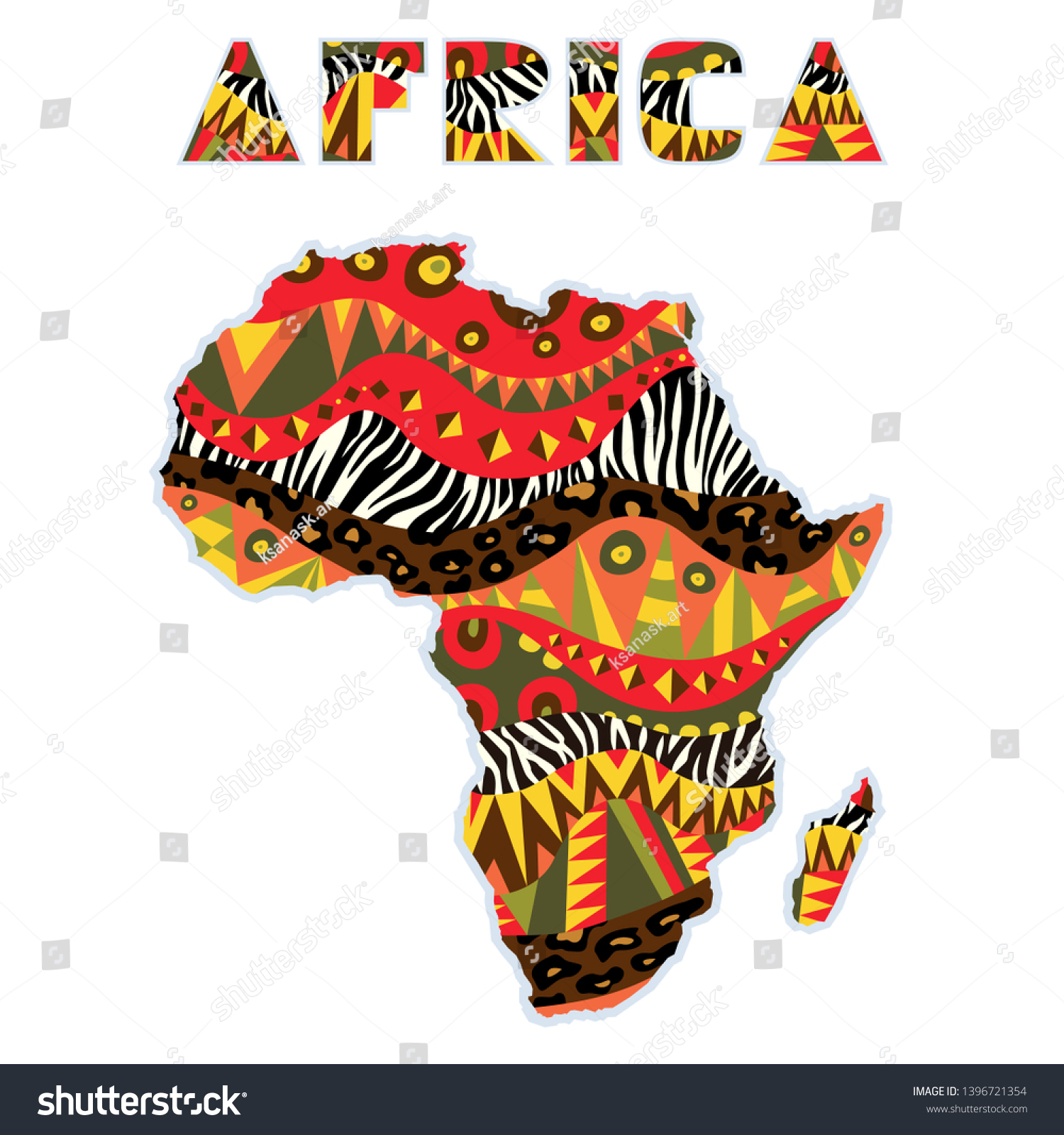 Ornate Africa Continent Art Title Stock Illustration 1396721354 ...