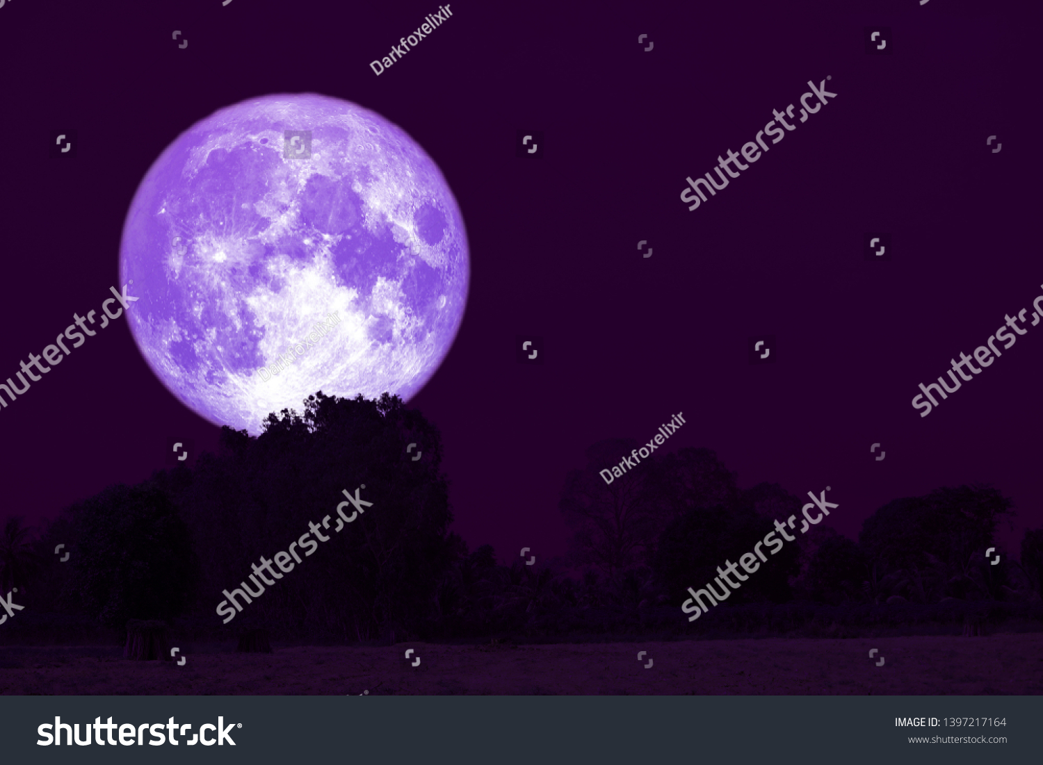 Full Thunder Moon On Night Sky Stock Photo 1397217164 Shutterstock