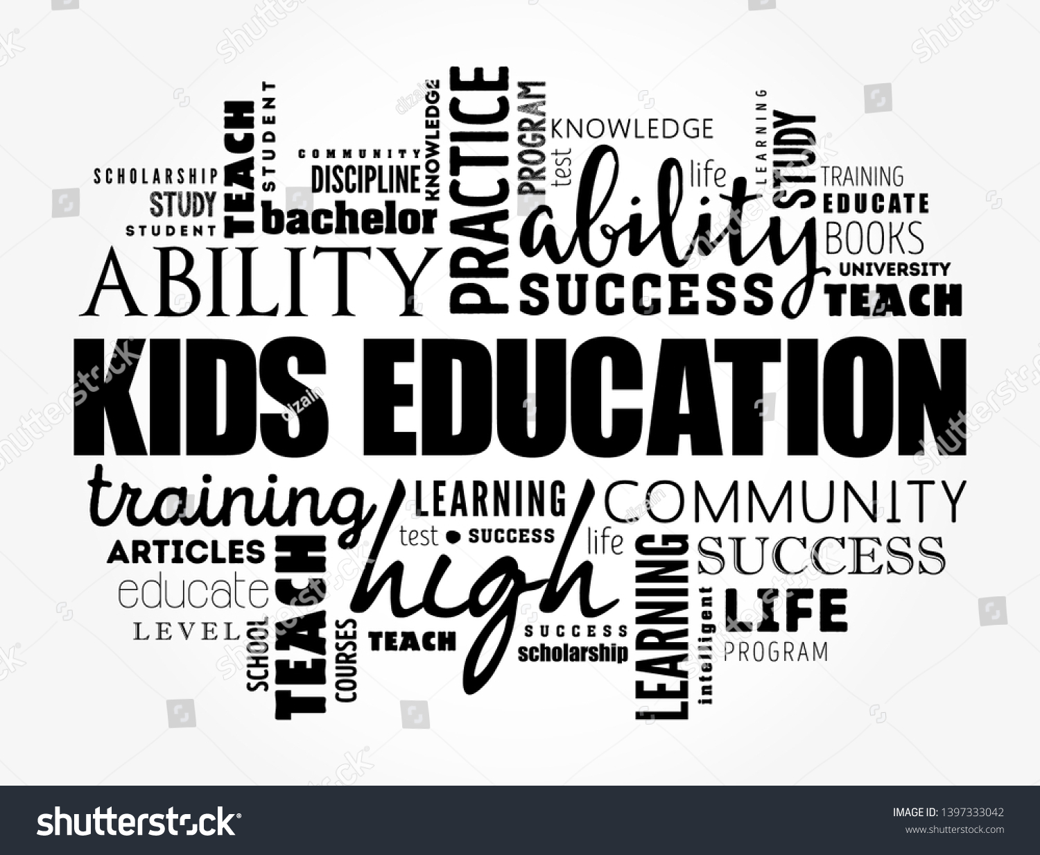 Kids Education Word Cloud Collage Education Stock Vector (Royalty Free ...