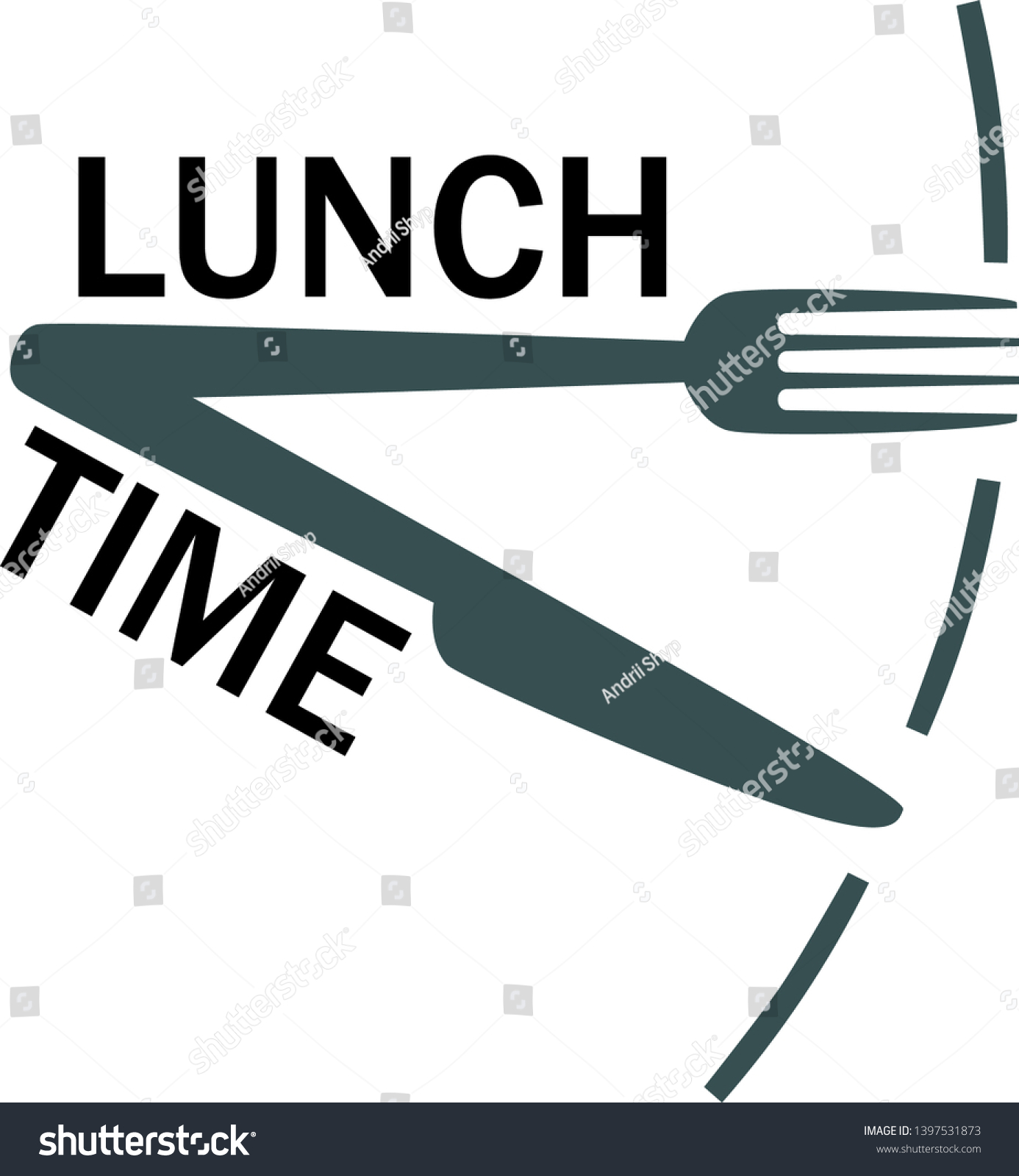 Lunch Time Meal Text Fork Knife Stock Vector (Royalty Free) 1397531873 ...