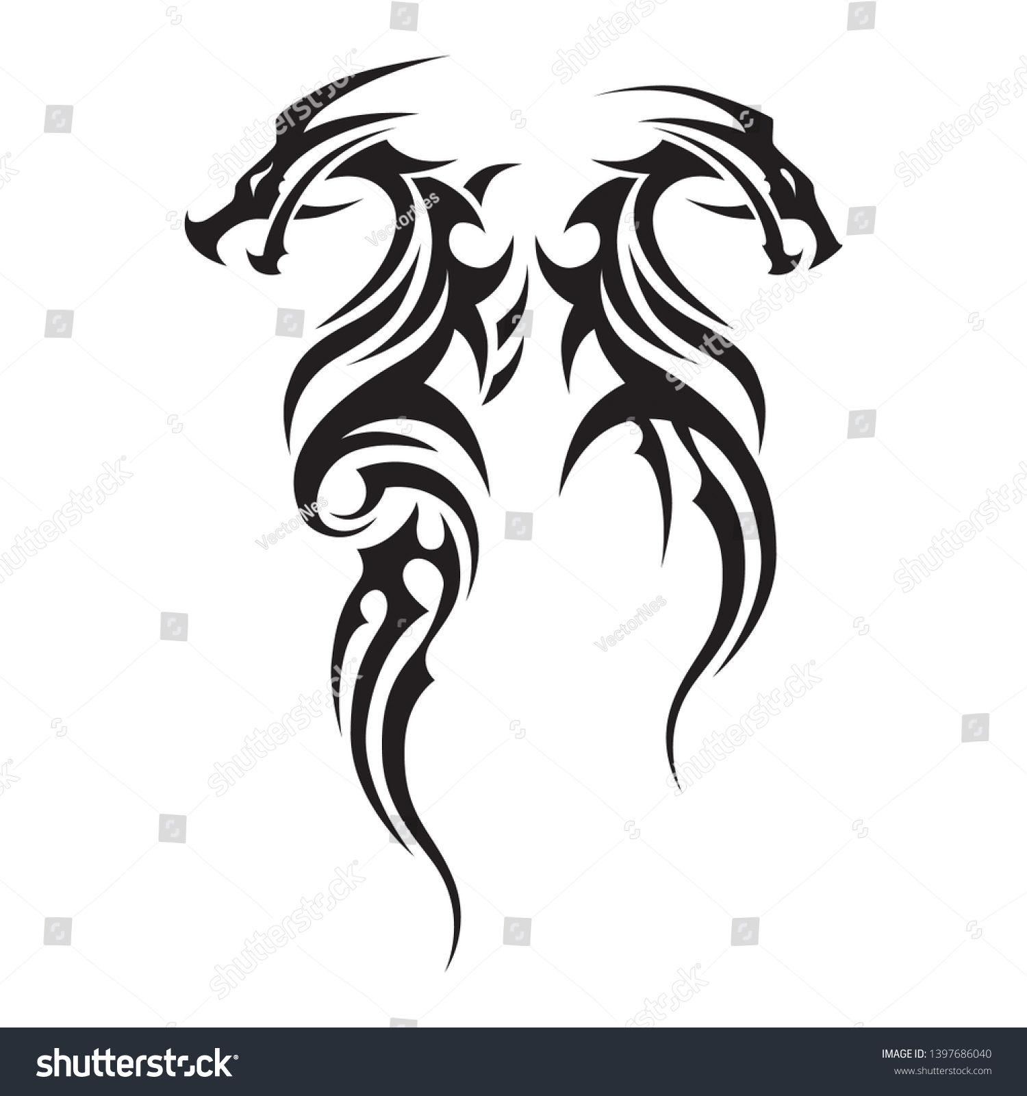 Illustrated Vector Dragon Tattoo Design Stock Vector (Royalty Free ...