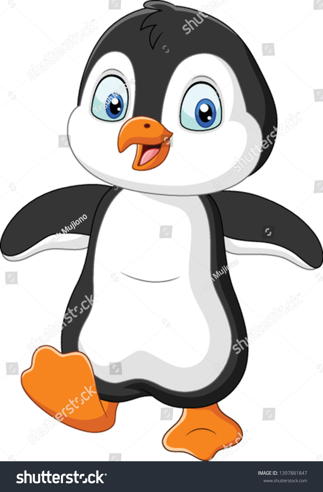 Cute Penguin Cartoon On White Background Stock Vector (Royalty Free ...