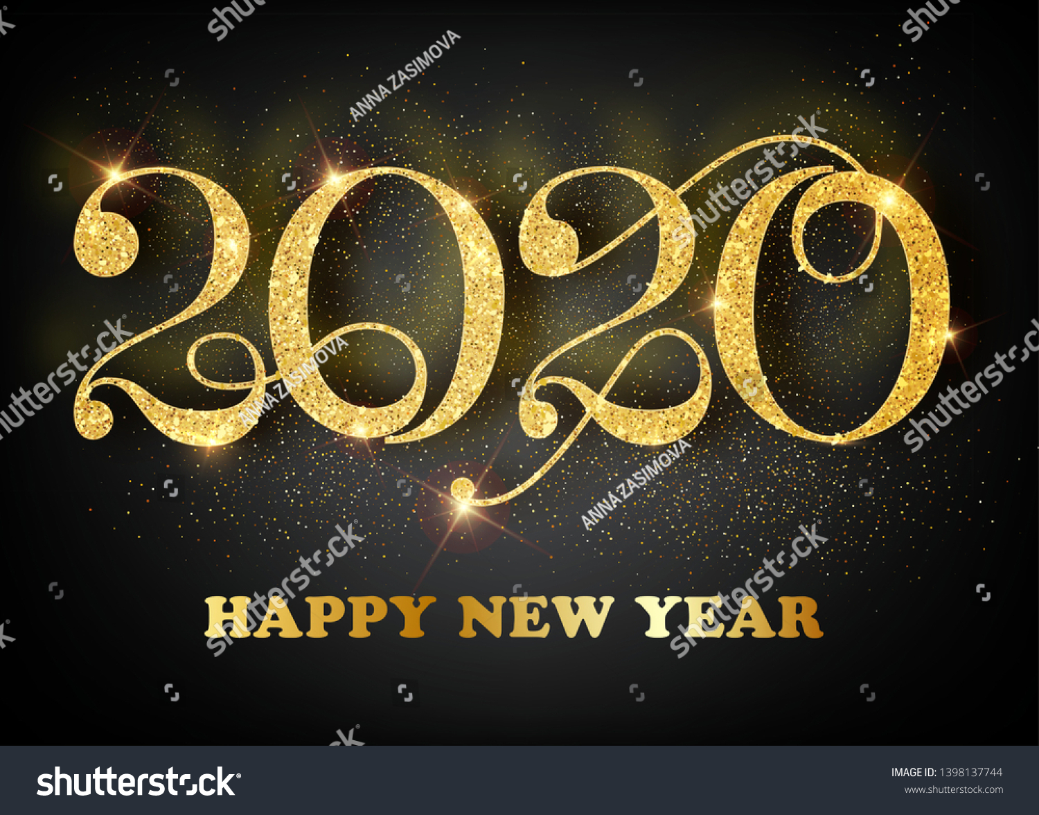 2020 Happy New Year Gold Numbers Stock Vector (Royalty Free) 1398137744 ...