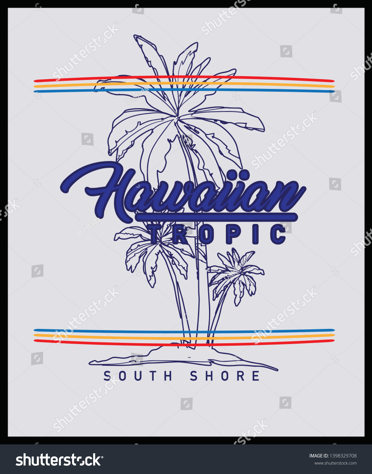 Hawaiin Tropic Typography Tshirt Print Vector Stock Vector (Royalty ...
