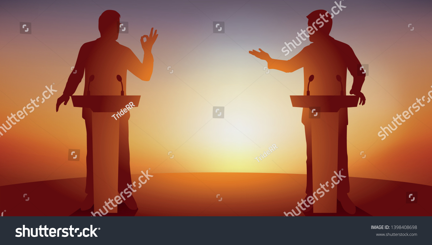 Concept Political Debate Two Candidates Behind Stock Vector Royalty Free 1398408698 Shutterstock 5984