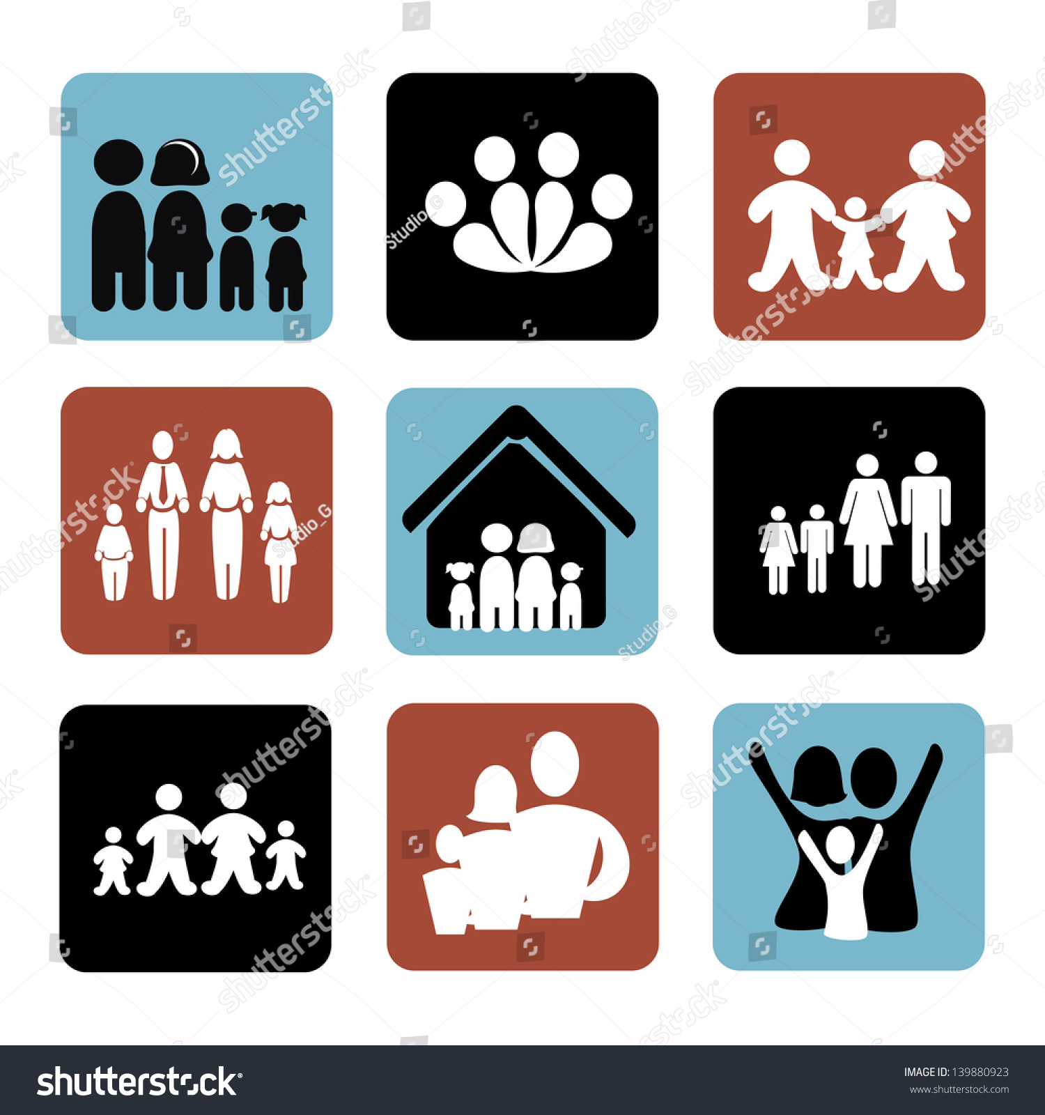 Family Icons Over White Background Vector Stock Vector (Royalty Free ...