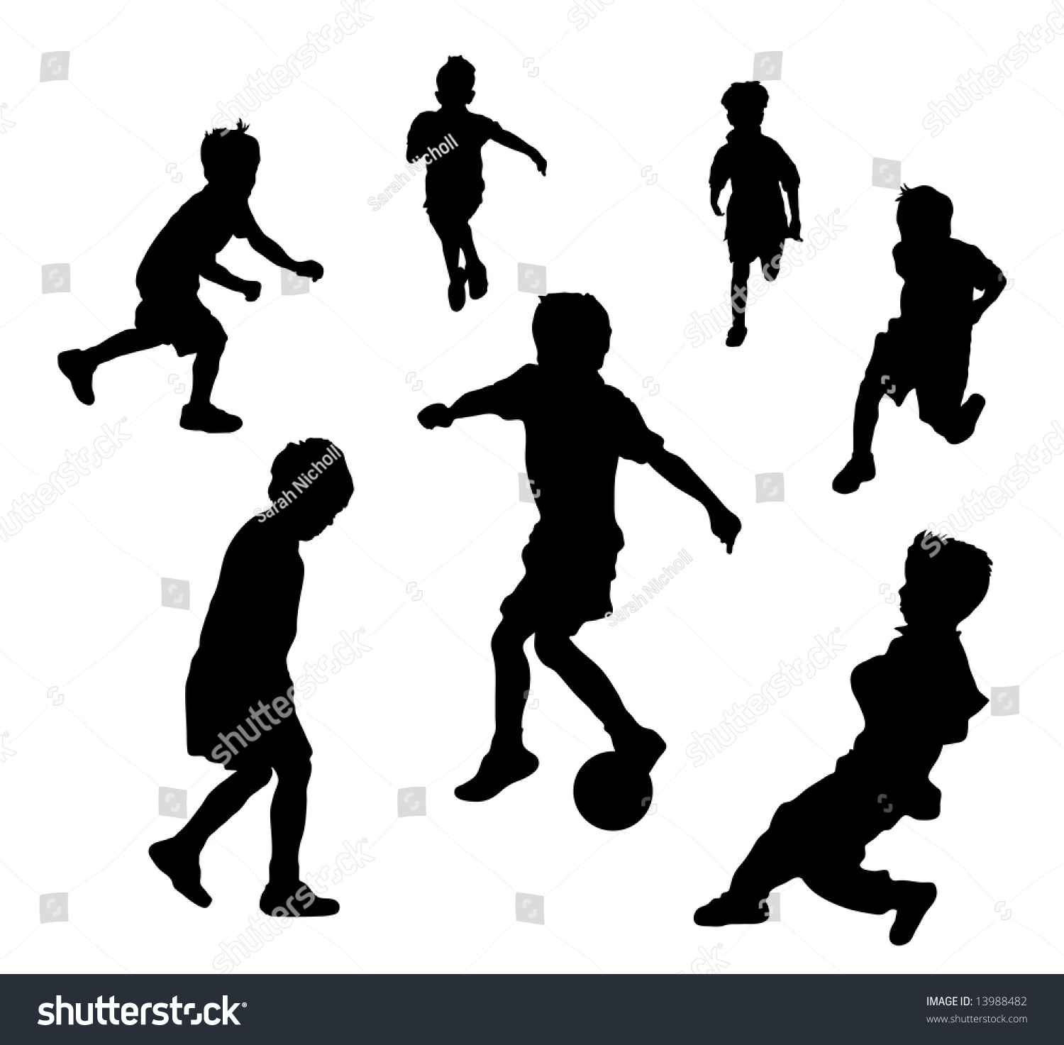 Oung Children Playing Soccer Football Stock Illustration 13988482 ...