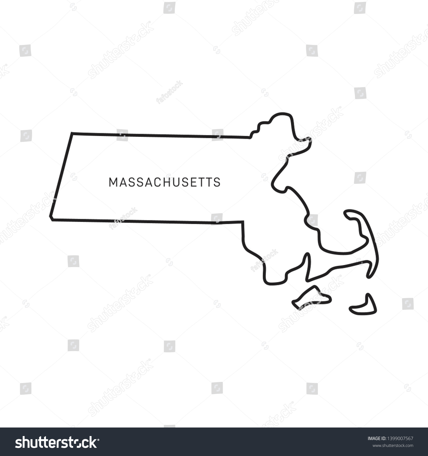 Massachusetts Map Outline Vector Design Template Stock Vector (Royalty ...