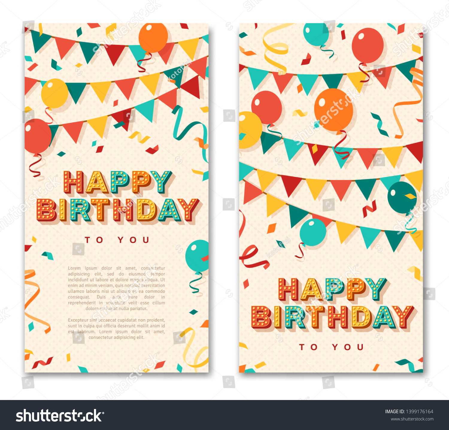 Happy Birthday Greeting Cards Vertical Banners Stock Vector (Royalty ...