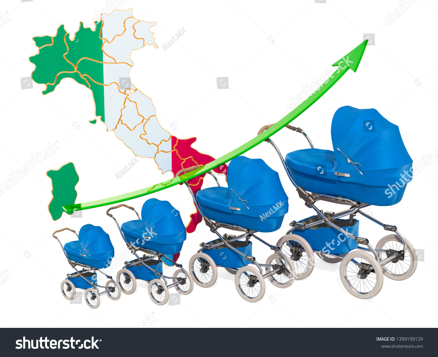 Growing Birth Rate Italy Concept 3d Stock Illustration 1399199129