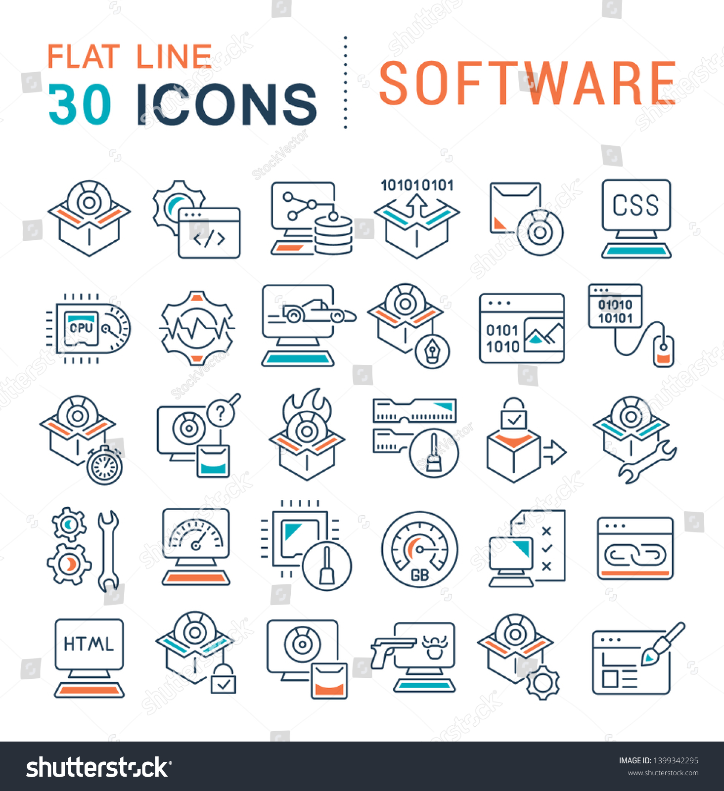 Set Vector Line Icons Software Modern Stock Vector (Royalty Free ...