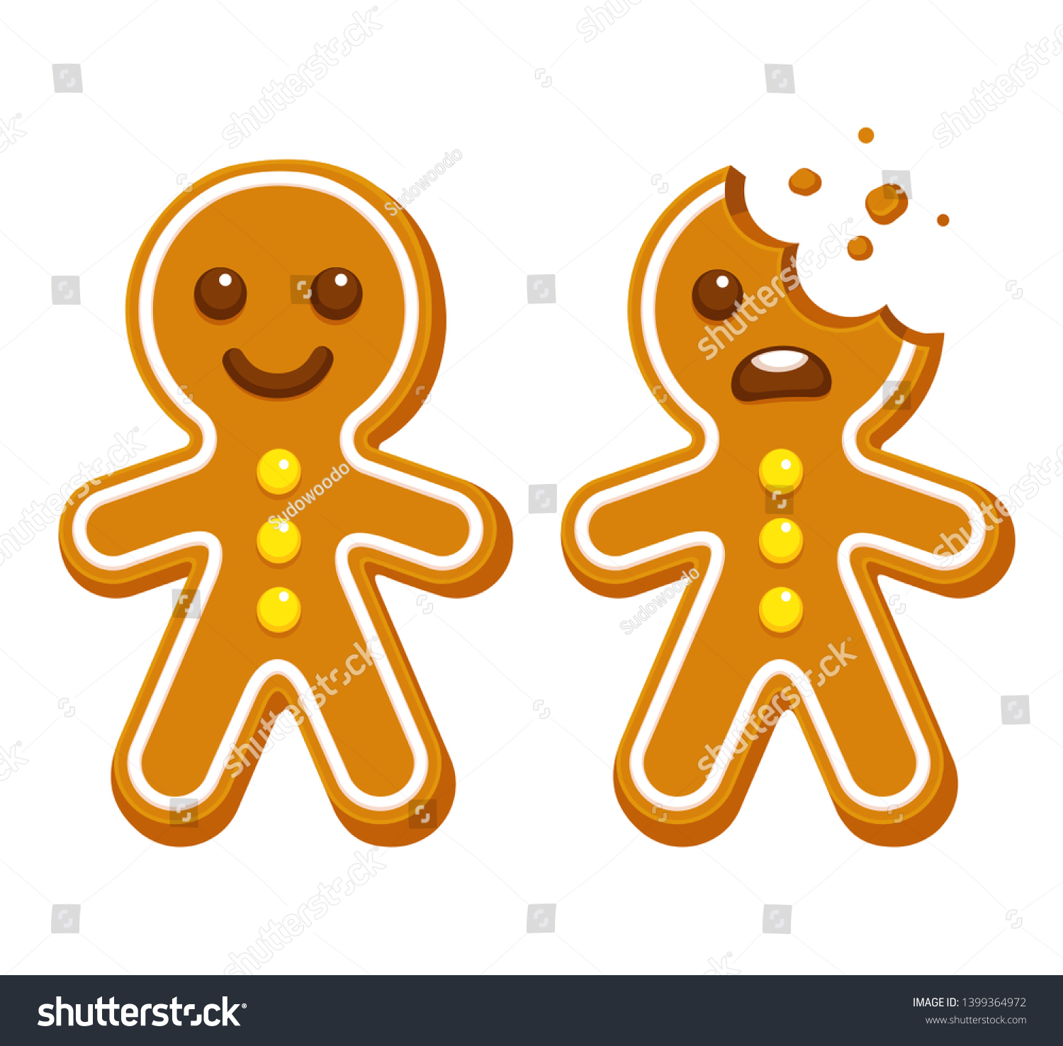 Cartoon Gingerbread Man Whole Head Bite Stock Vector (Royalty Free ...