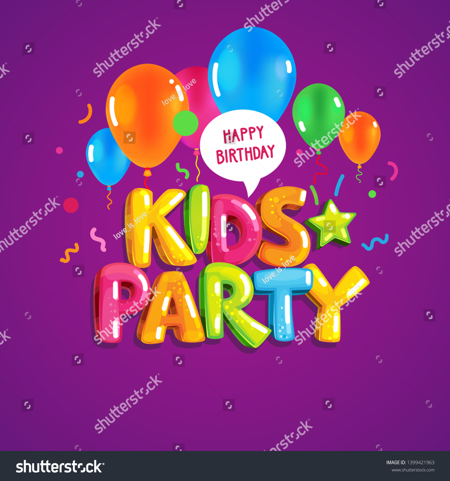 Kids Party Vector Kids Color Illustration Stock Vector (Royalty Free ...