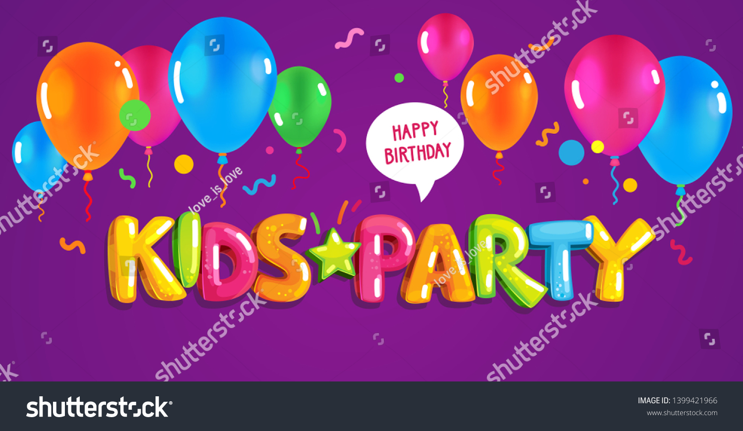 Kids Party Vector Kids Color Illustration Stock Vector (Royalty Free ...