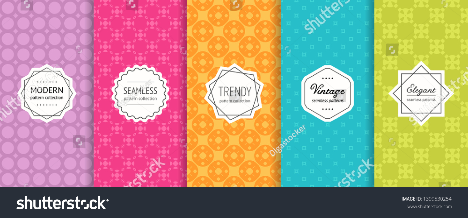 Colorful Vector Geometric Seamless Pattern Collection Stock Vector ...