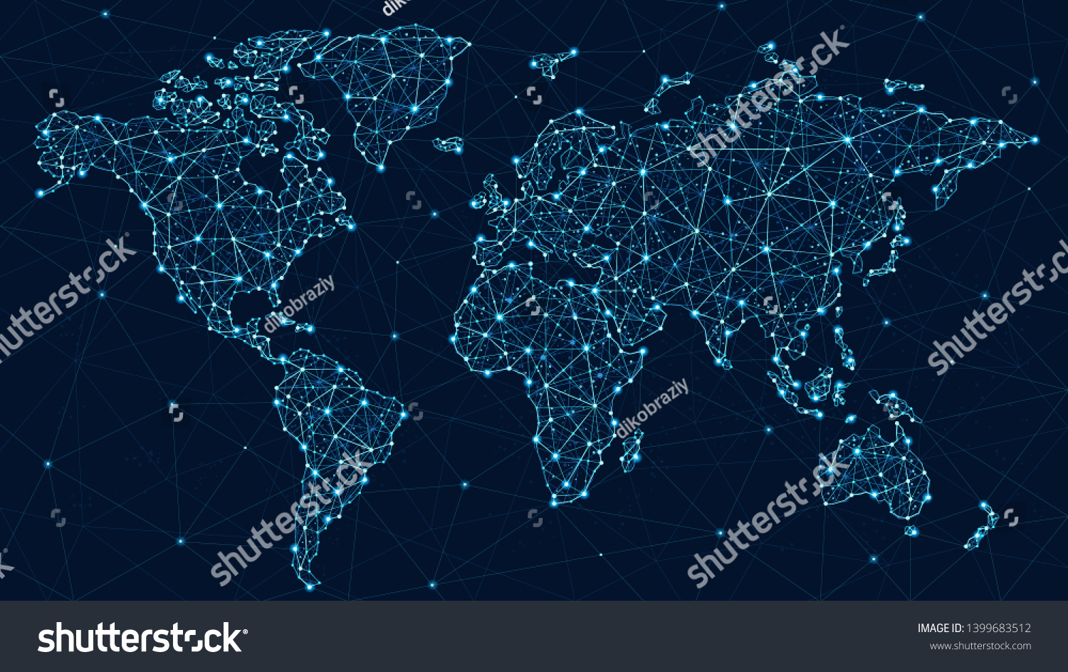 Vector World Map Global Communication Lines Stock Vector (Royalty Free ...