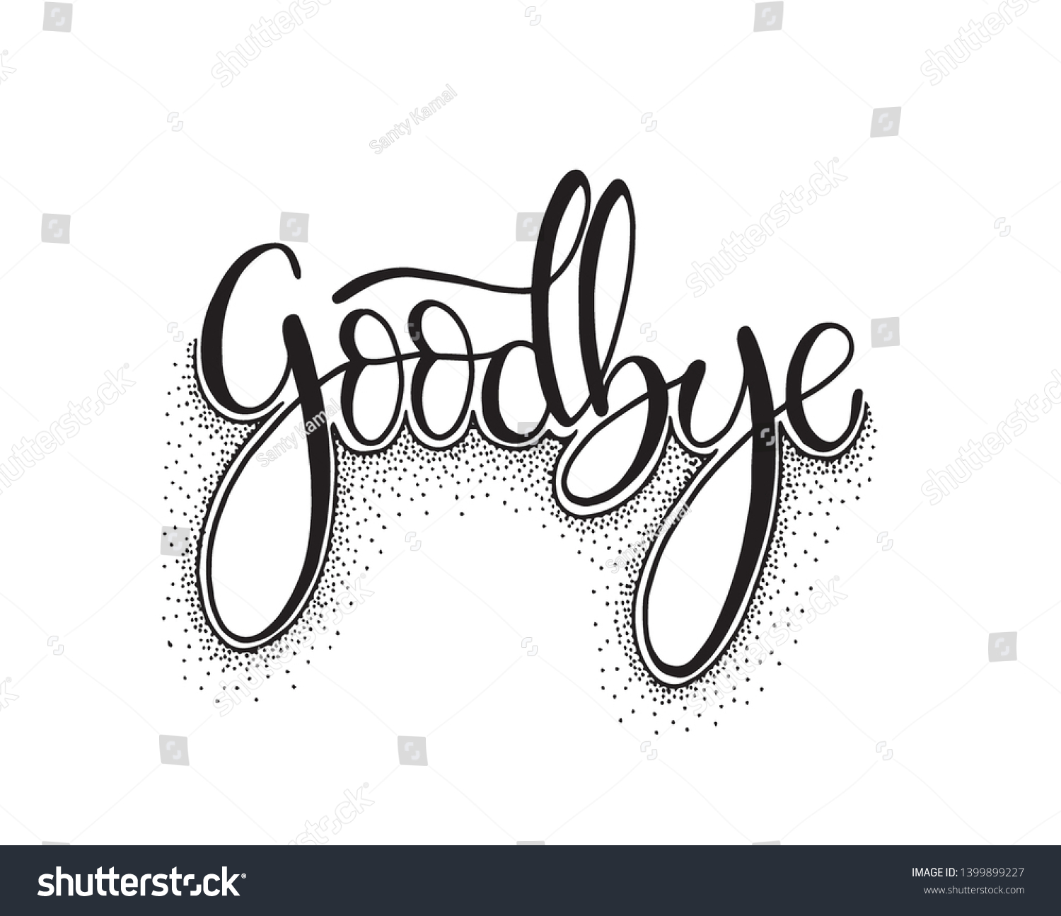 Goodbye Hand Sketched Goodbye Lettering Typography Stock Vector ...