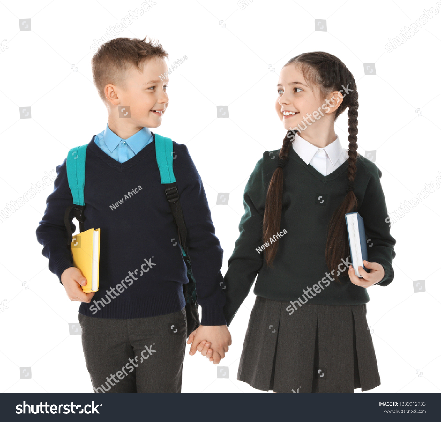 Portrait Cute Children School Uniform On Stock Photo 1399912733 