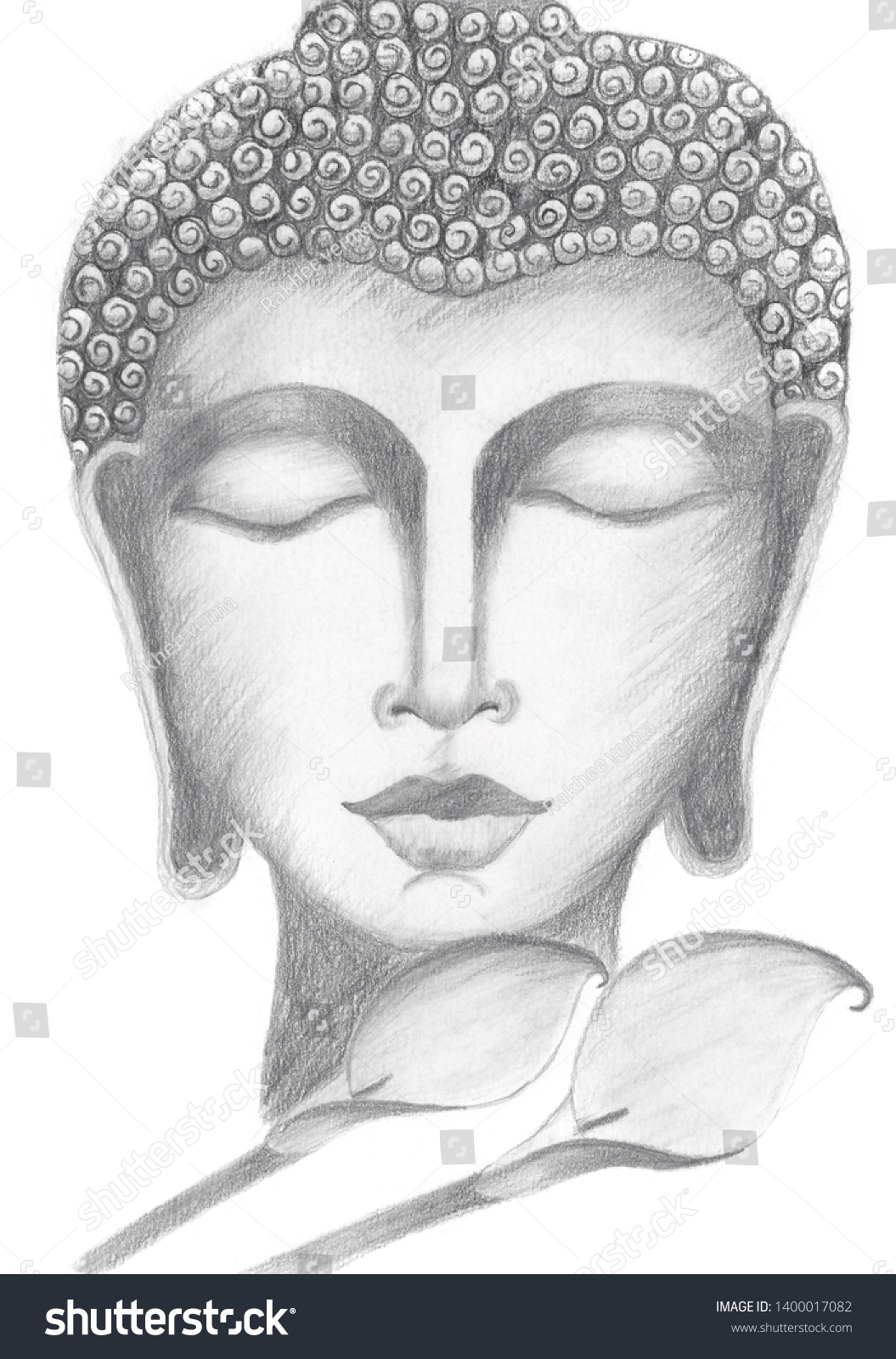 buddha head drawing pencil