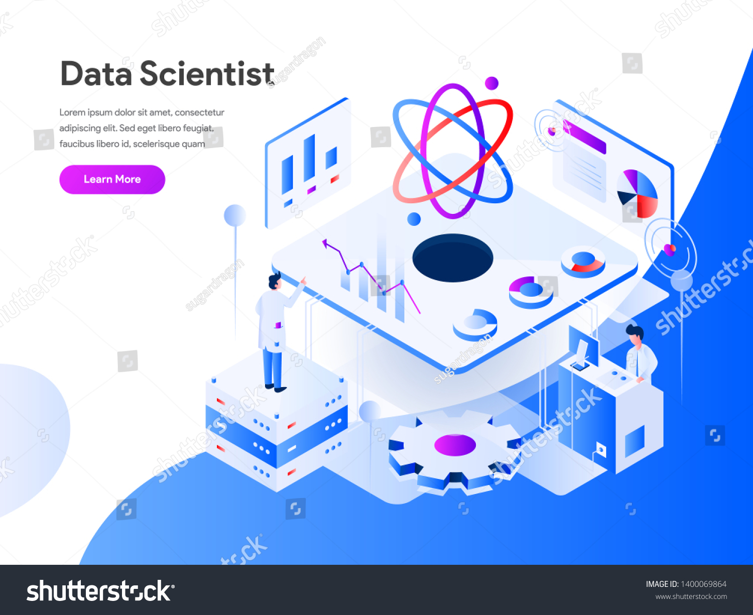 Data Scientist Isometric Illustration Concept Modern Stock Vector ...