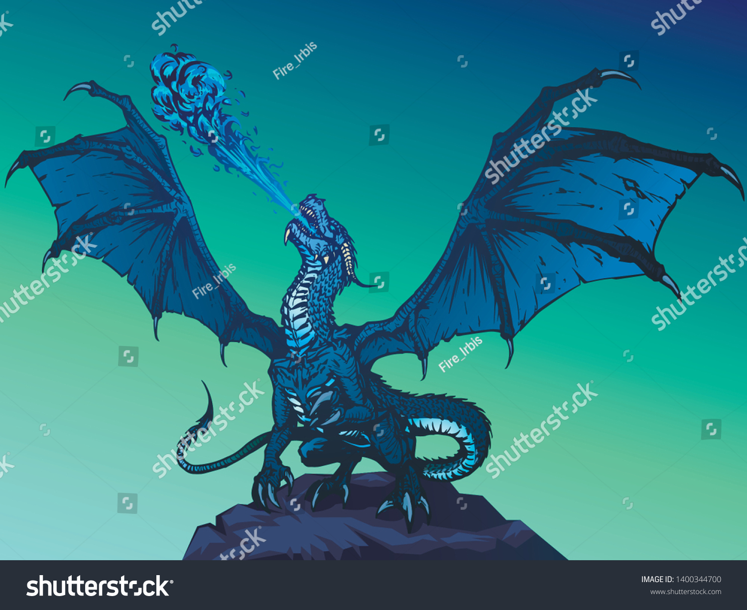 Dragon Fire Breathing Spreading Wings Comic Stock Vector Royalty Free 1400344700 Shutterstock 6181