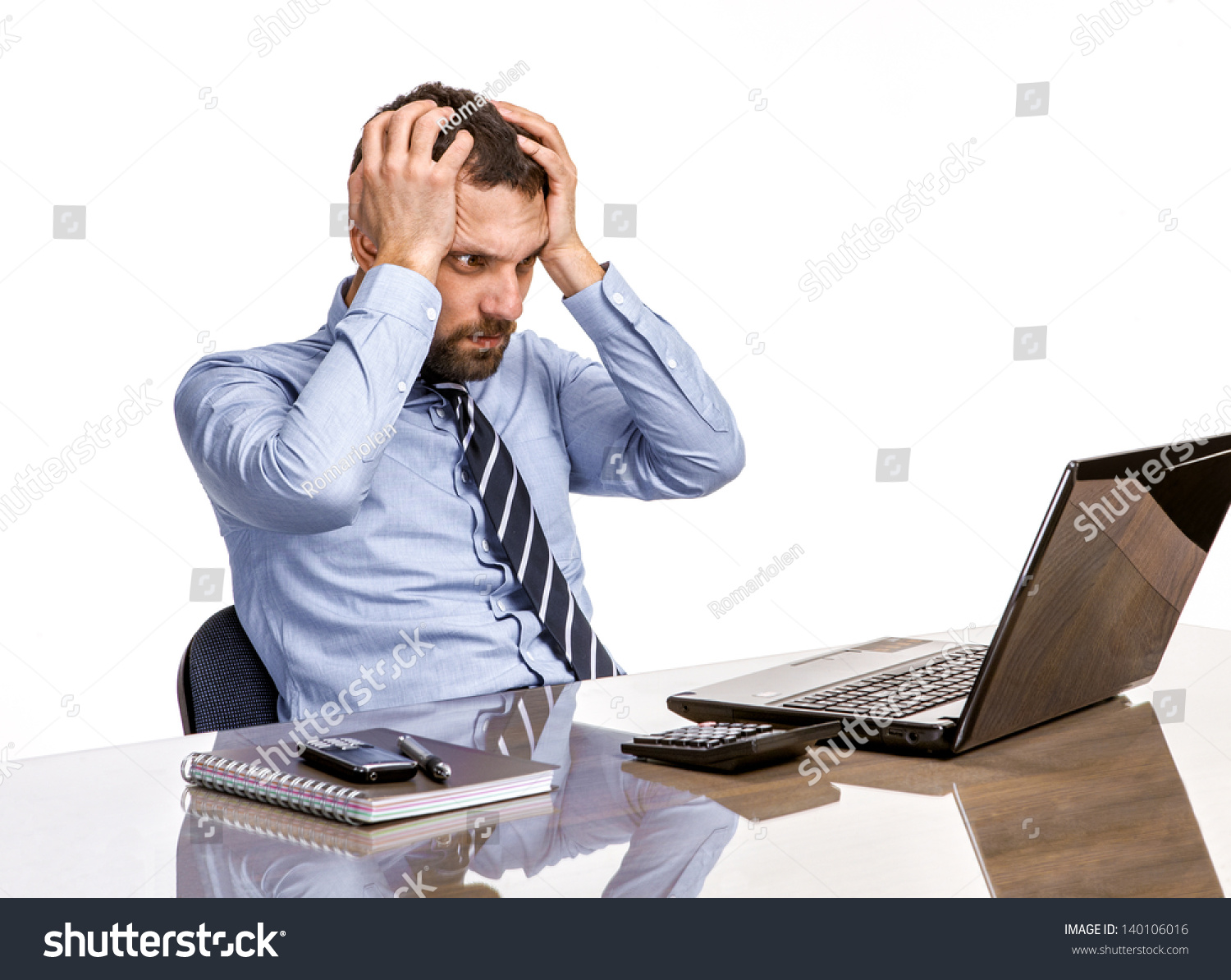 Business Man Office Burnout Syndrome Desk Stock Photo 140106016 ...