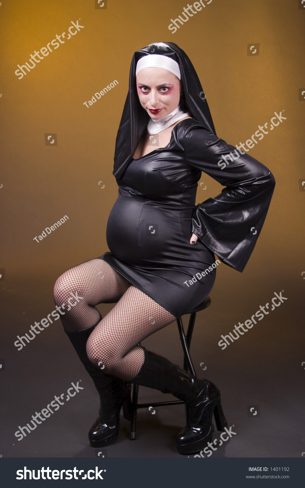 Стоковая фотография 1401192: Humorous Costume Pregnant Nun Shutterstock.