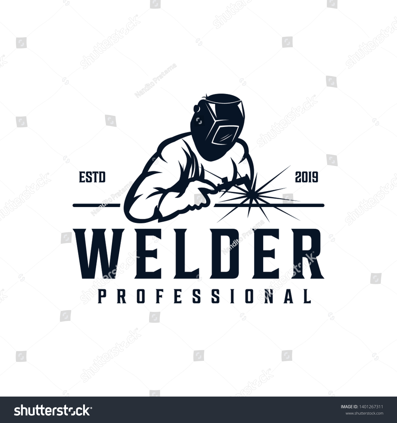 Welder Working Badge Logo Design Stock Vector (Royalty Free) 1401267311 ...