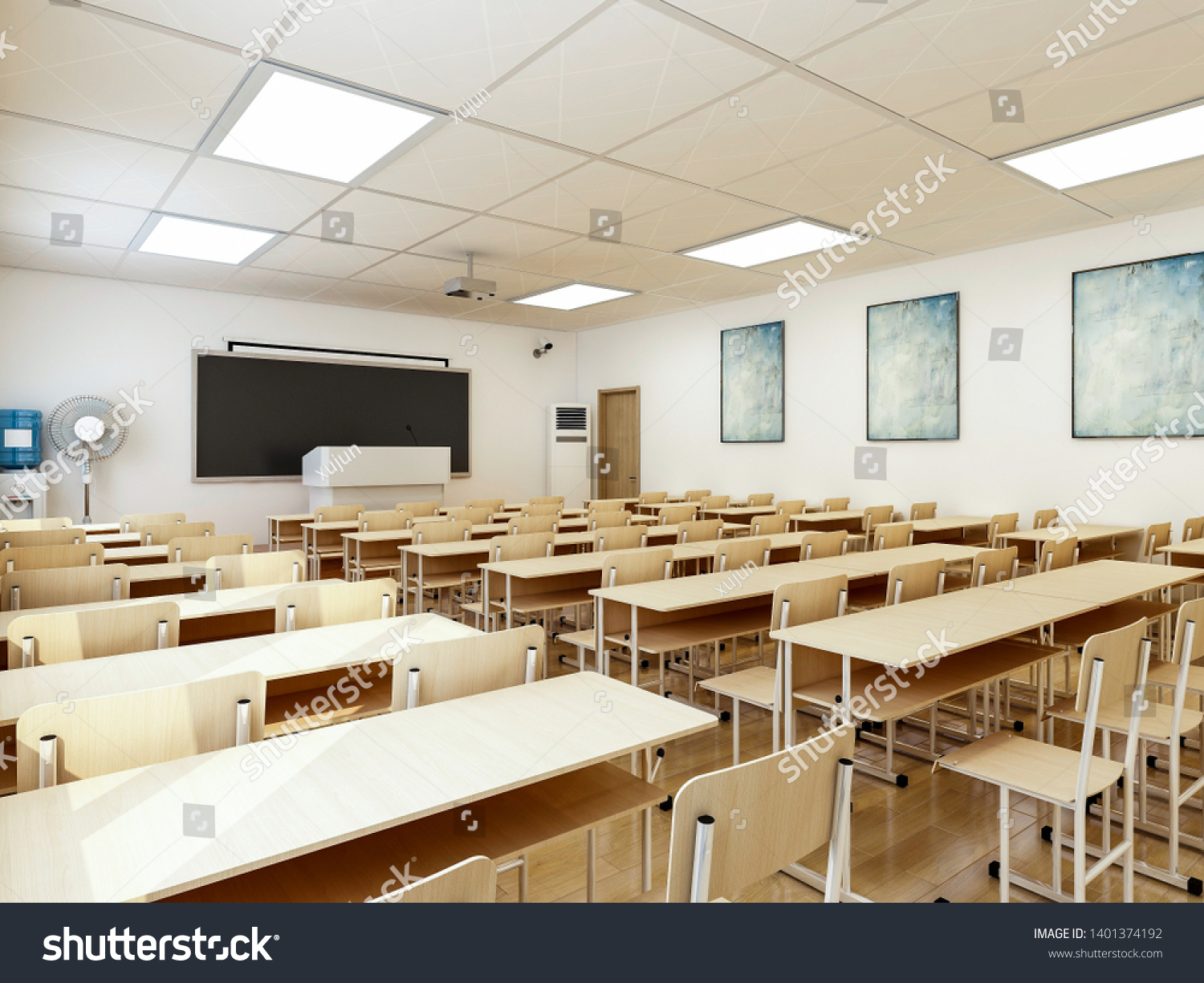 3d Renderingmodern School Classroom Design Stock Illustration 1401374192 Shutterstock