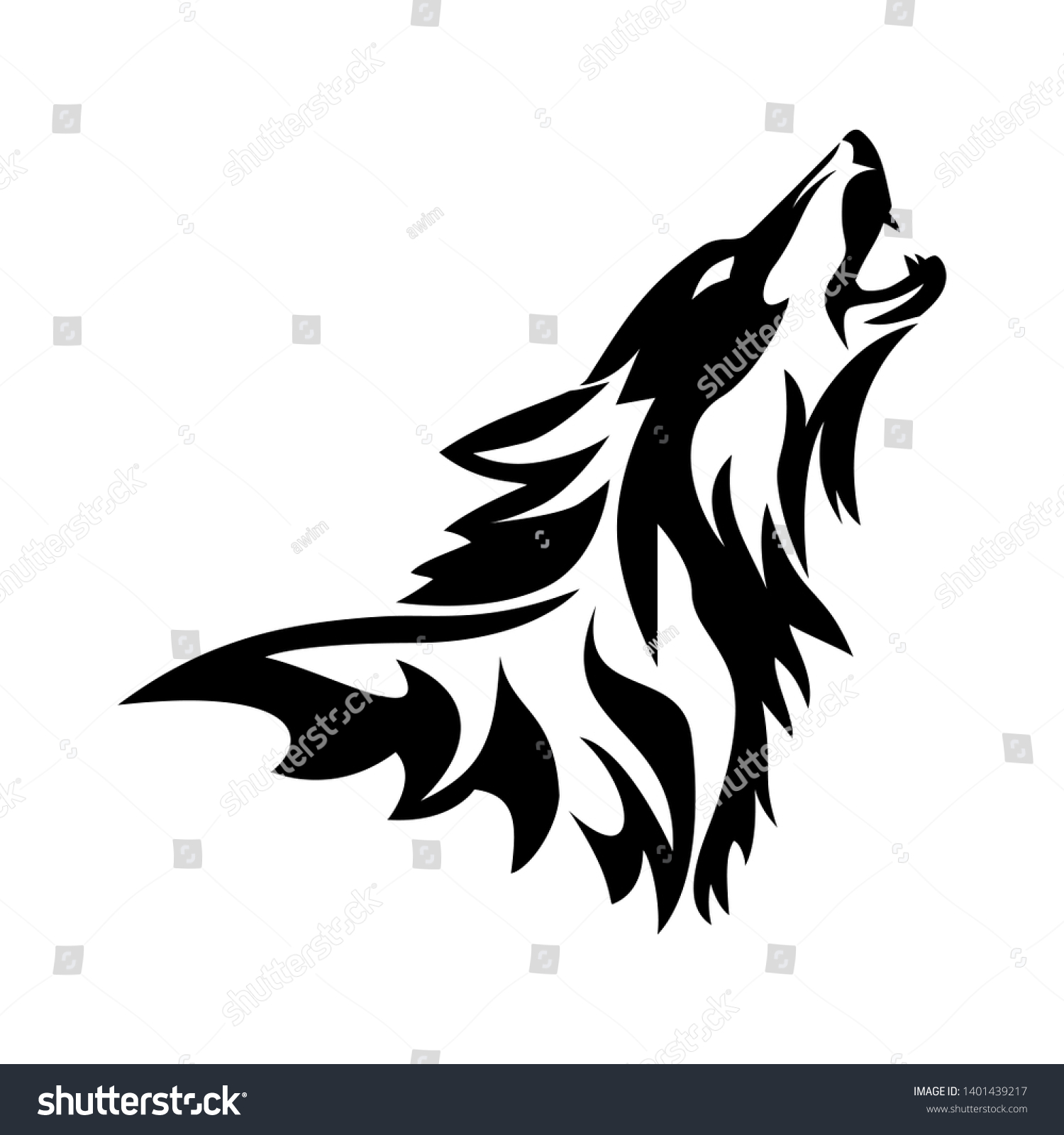 Howling Wolf Vector Illustration Tribal Style Stock Vector (Royalty ...