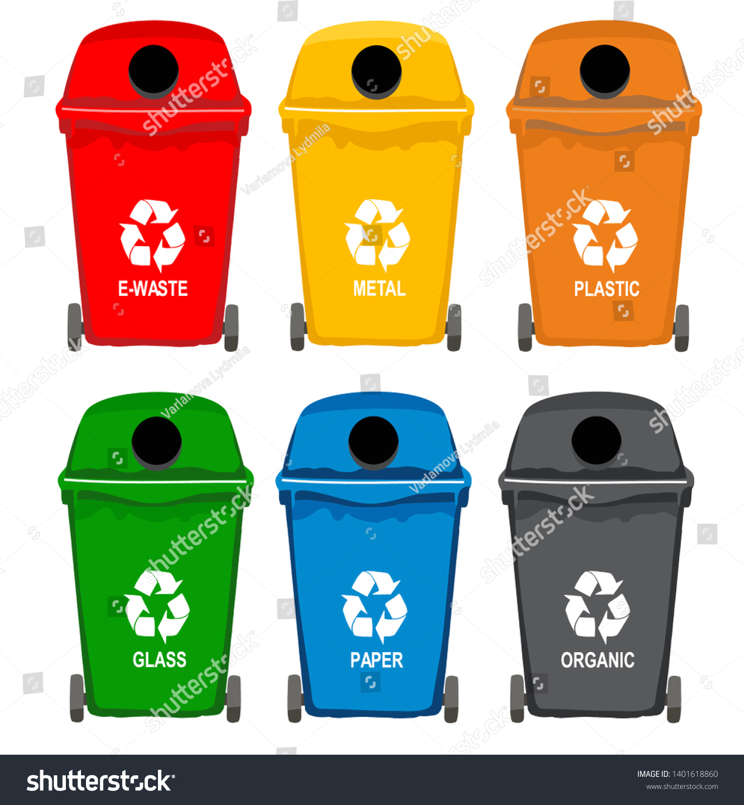 Trash Garbage Cans Sorted Garbage Icons Stock Vector (Royalty Free ...