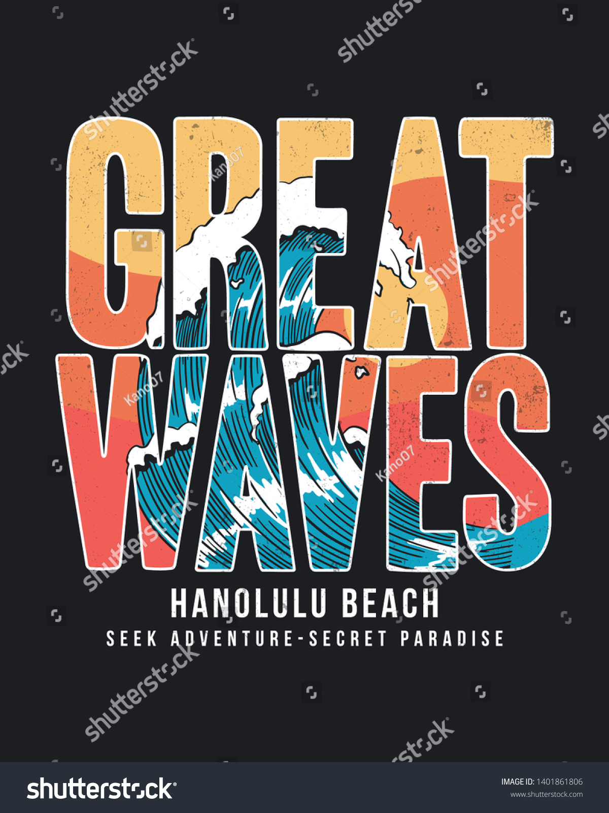 Great Waves Text Waves Illustration Vector Stock Vector (Royalty Free ...