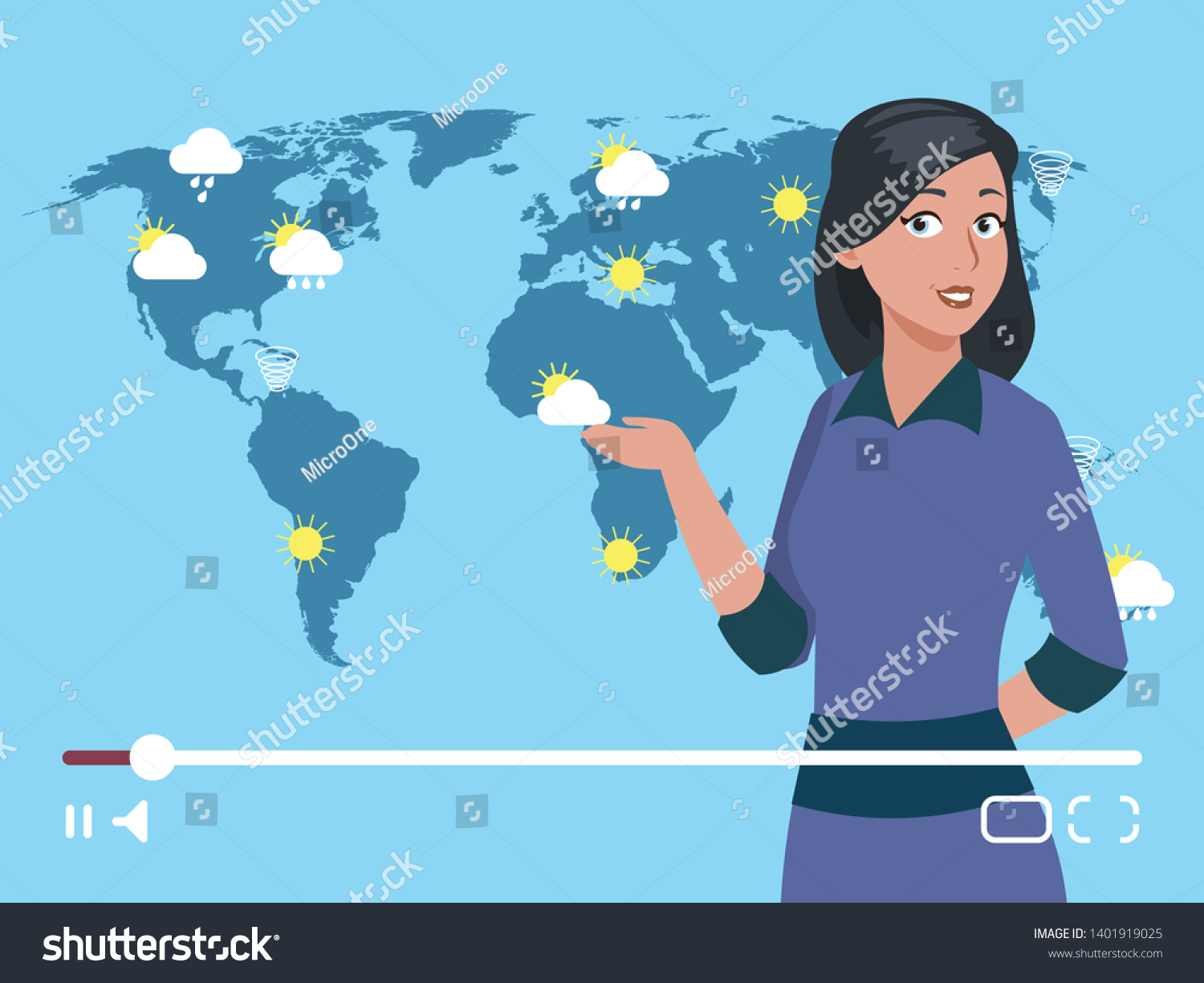 Woman Anchorman Weather Channel Vector Illustration Stock Vector ...