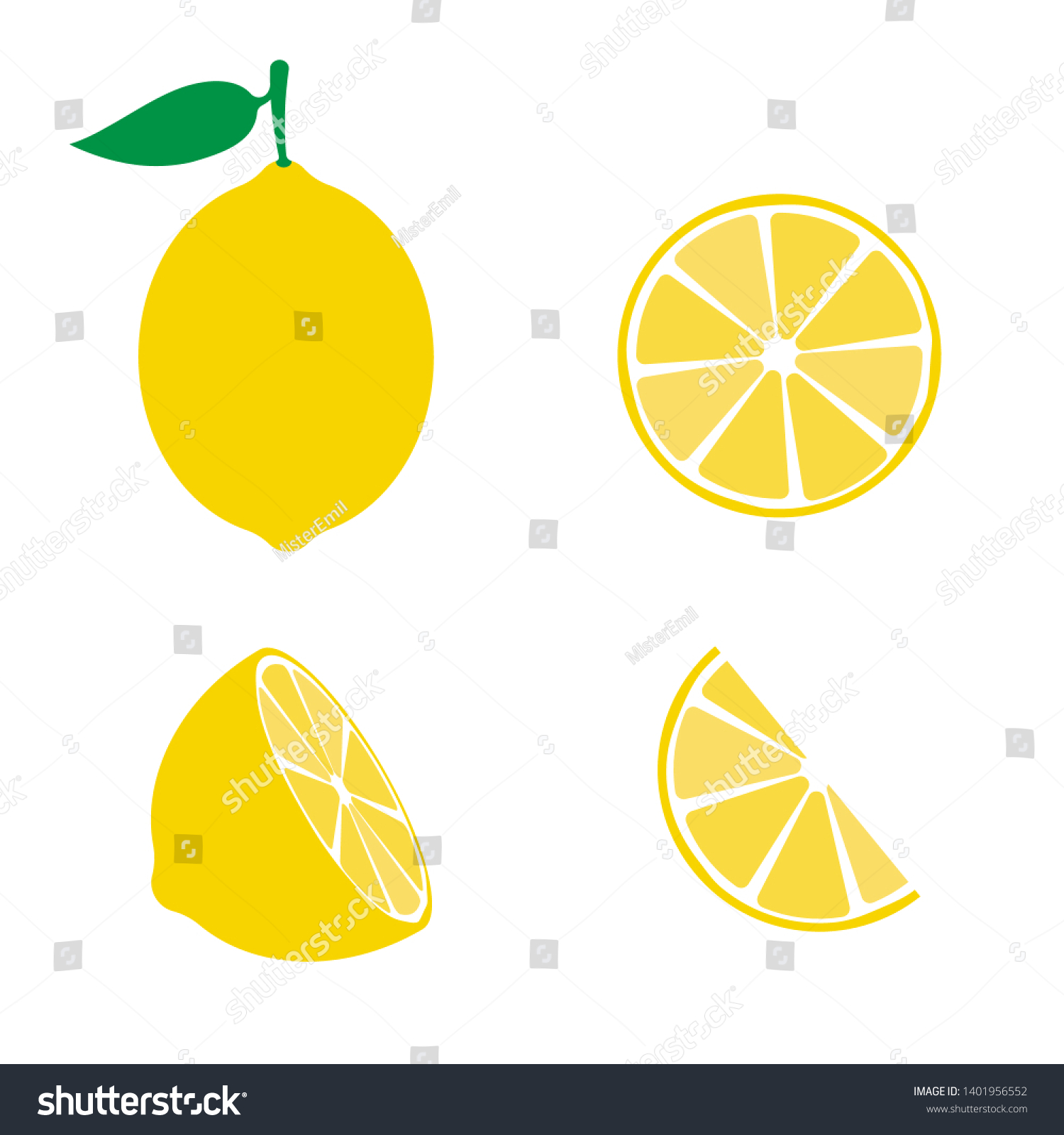 Lemon Fruit Icons Symbols Set Stock Vector Royalty Free 1401956552 Shutterstock 1568