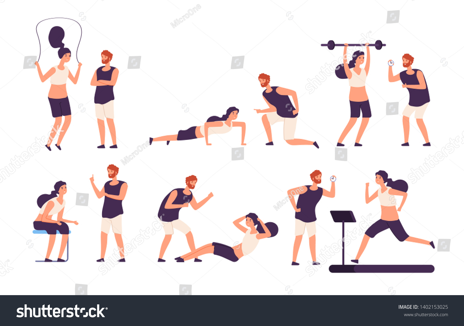 Fitness Trainer Male Personal Coach Helps Stock Vector (Royalty Free ...