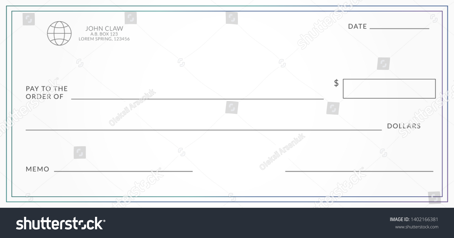 Blank Template Bank Check Checkbook Cheque Stock Vector (Royalty Free ...