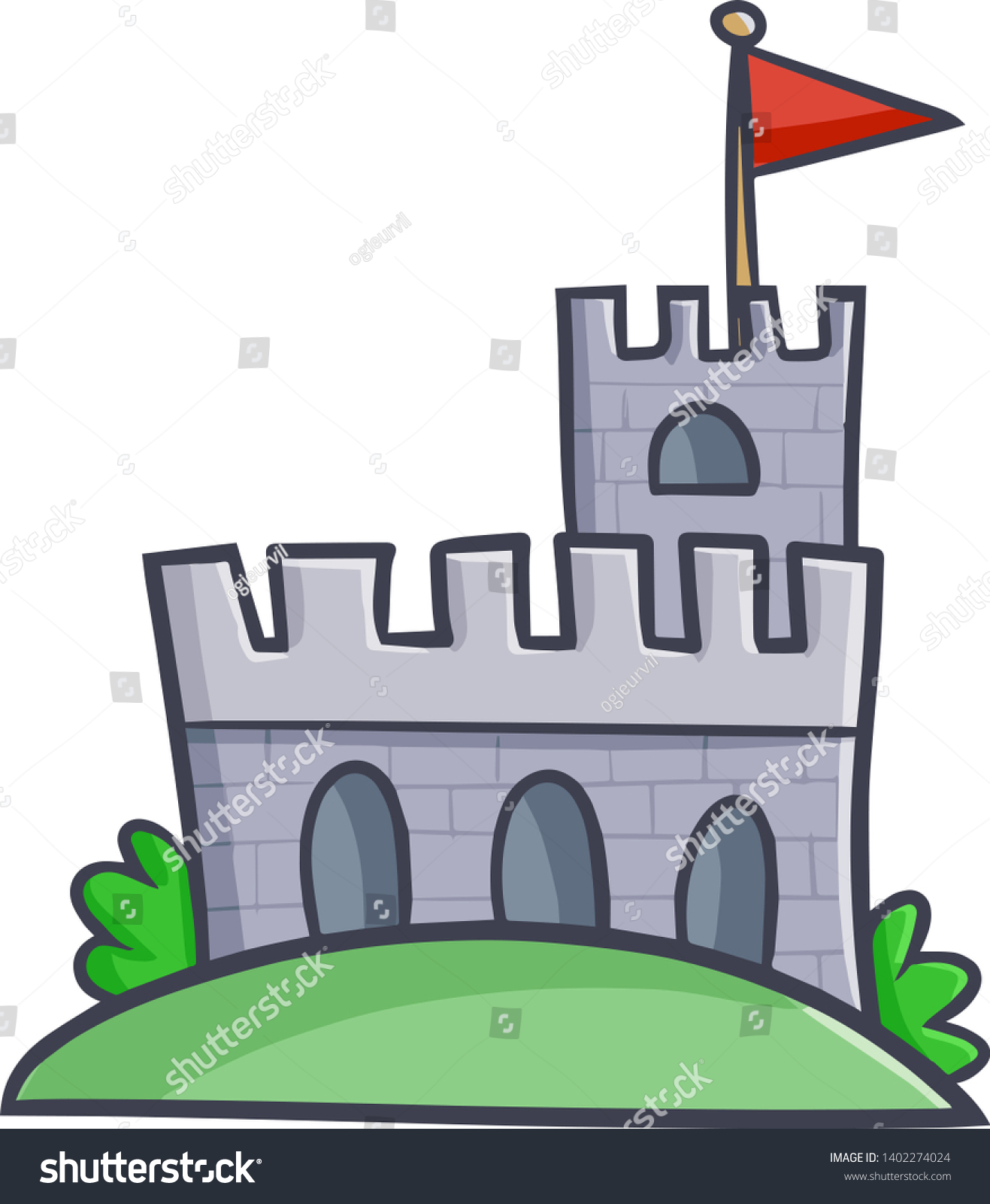 Funny Cute Big Fortress Cartoon Style Stock Vector (Royalty Free ...