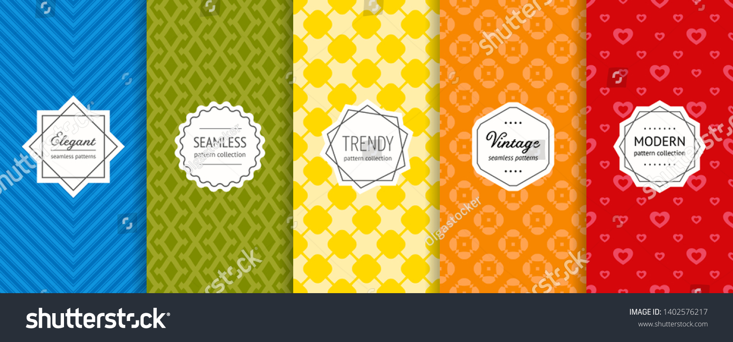 Vector Geometric Seamless Pattern Collection Set Stock Vector (Royalty ...